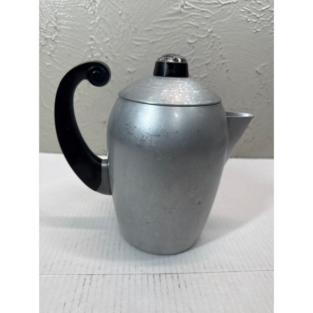 Wear-Ever 2328‎ Hallite Aluminum Percolator Coffee Pot Turquoise USA Vtg Atomic